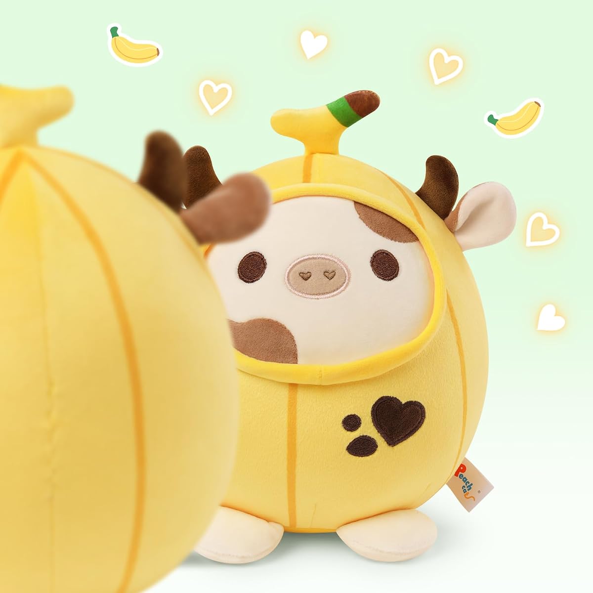 Banana Cow Plush Pillow Cow with Banana Outerwear — Yellow 8" — view 5