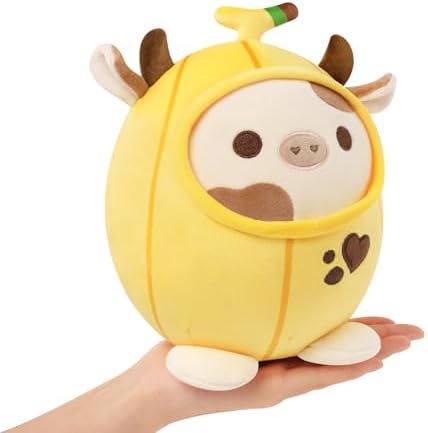 Banana Cow Plush Pillow Cow with Banana Outerwear — Yellow 8"