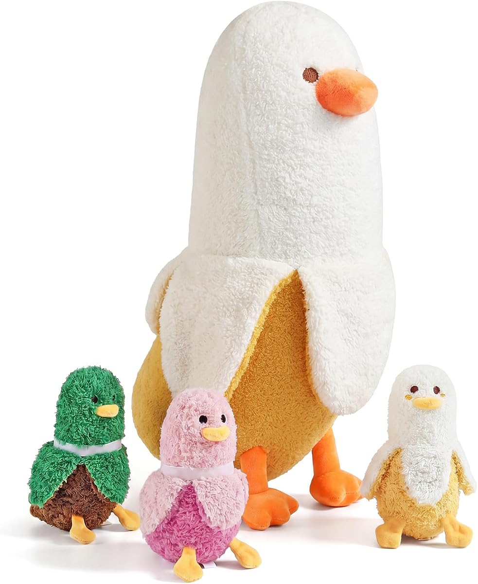 Banana Duck Plush 1 Mommy Banana Duck with 3 Babies Inside, 4 Pieces Set — 19.7" — view 2