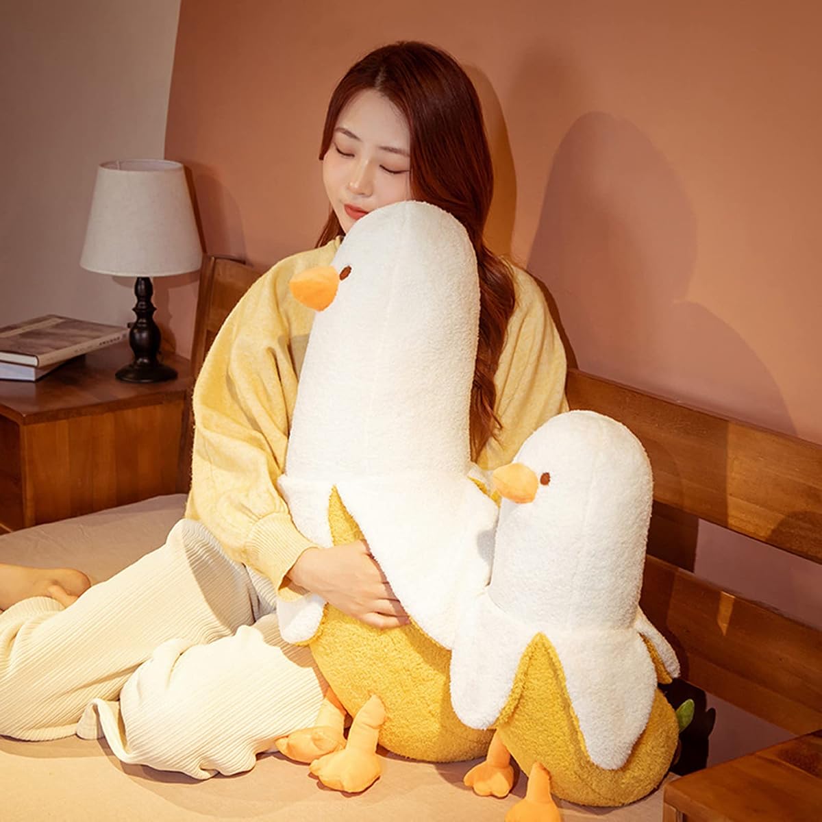 Banana Duck Hugging Plush Pillow Duck — White 12" — view 5