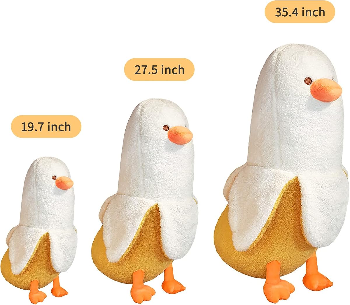 Banana Duck Hugging Plush Pillow Duck — White 19.7" — view 3