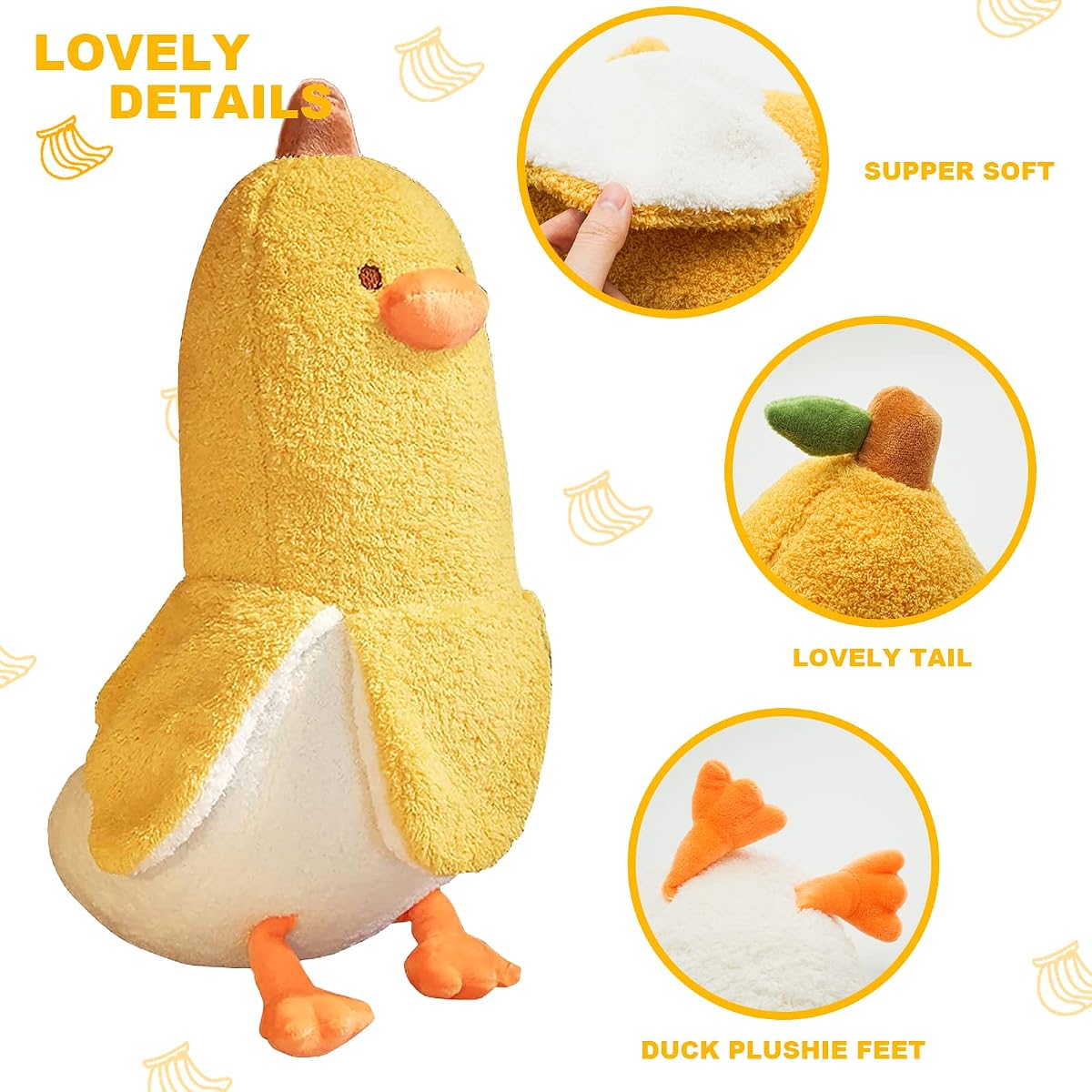 Banana Duck Hugging Plush Pillow Duck — Yellow 35.4" — view 4