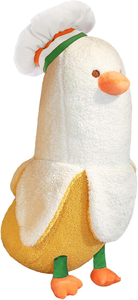 Banana Duck Long Banana Chef Duck Plush Pillow — White 19.7" — view 2