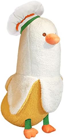 Banana Duck Long Banana Chef Duck Plush Pillow — White 19.7"