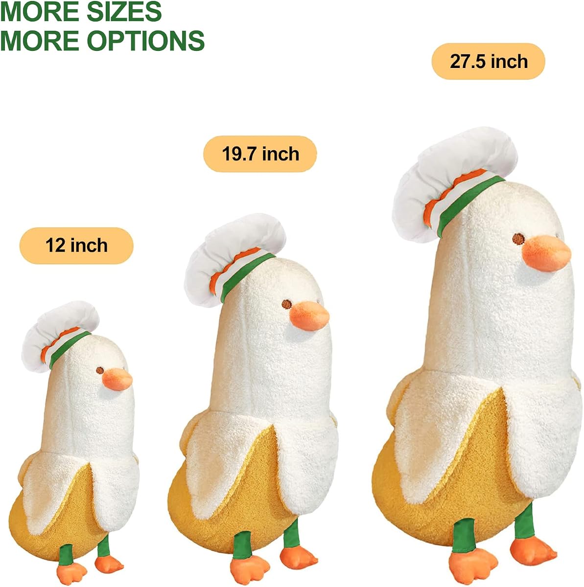 Banana Duck Long Banana Chef Duck Plush Pillow — White 27.5" — view 4