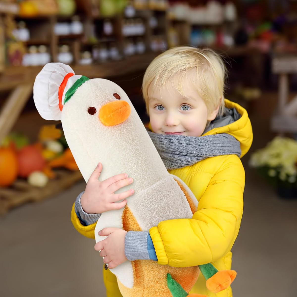 Banana Duck Long Banana Chef Duck Plush Pillow — White 27.5" — view 5