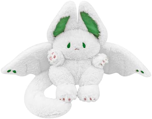 Bat Bunny Plush Pillow Kawaii Bat Rabbit — White 12"