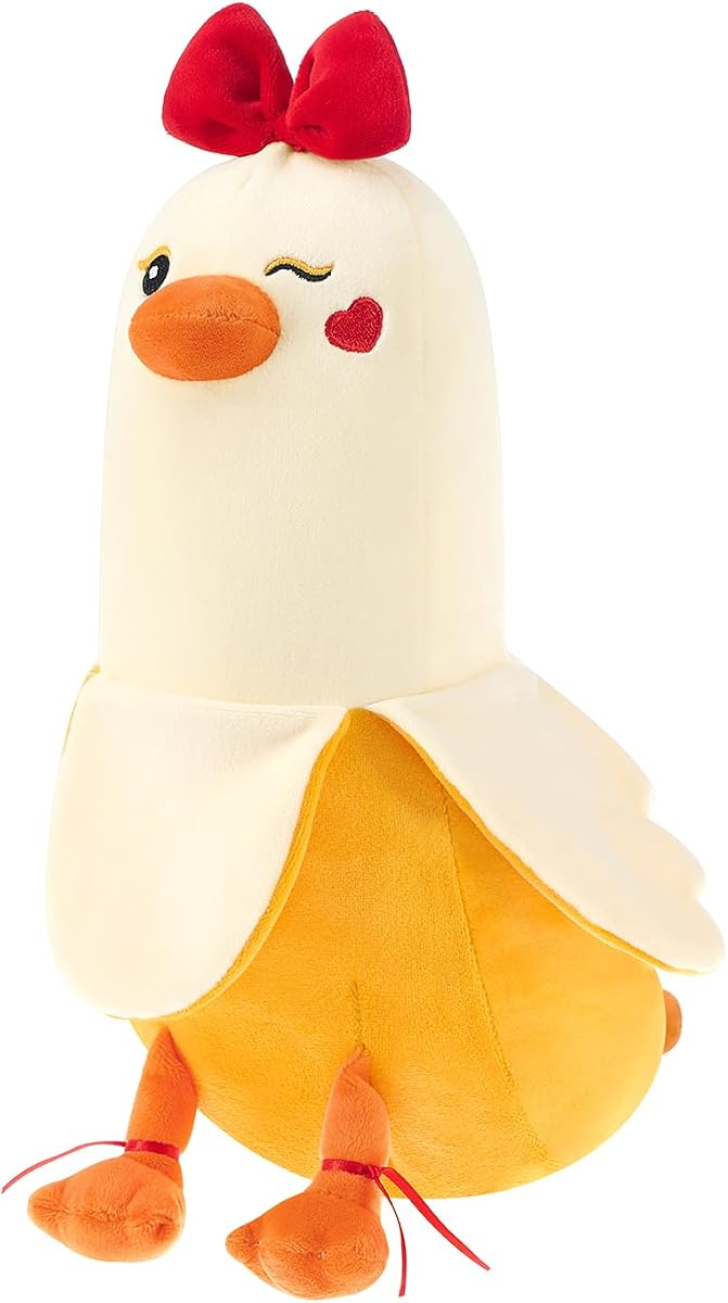 Bow Banana Duck Romantic Hugging Plush Pillow Sweet Duck — 12" — view 2