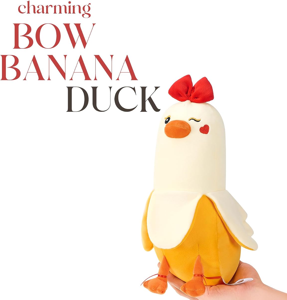 Bow Banana Duck Romantic Hugging Plush Pillow Sweet Duck — 12" — view 4