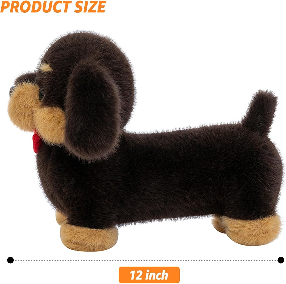 Dachshund Dog with Red Bow Wiener Puppy Plush — 12" — view 4