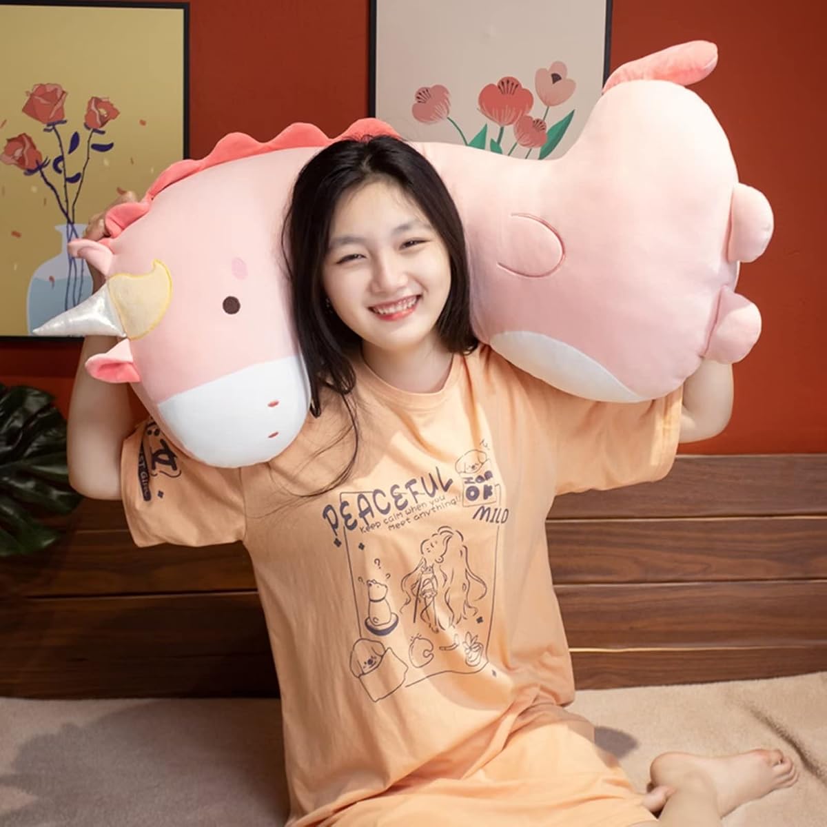 Green Long Dinosaur Plush Pillow Dinosaur — 35.4" — view 4