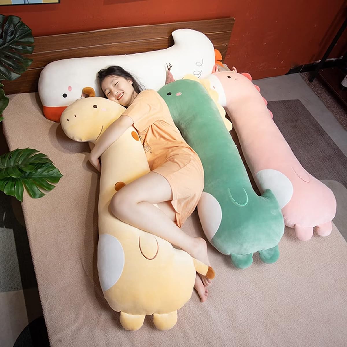 Green Long Dinosaur Plush Pillow Dinosaur — 35.4" — view 5