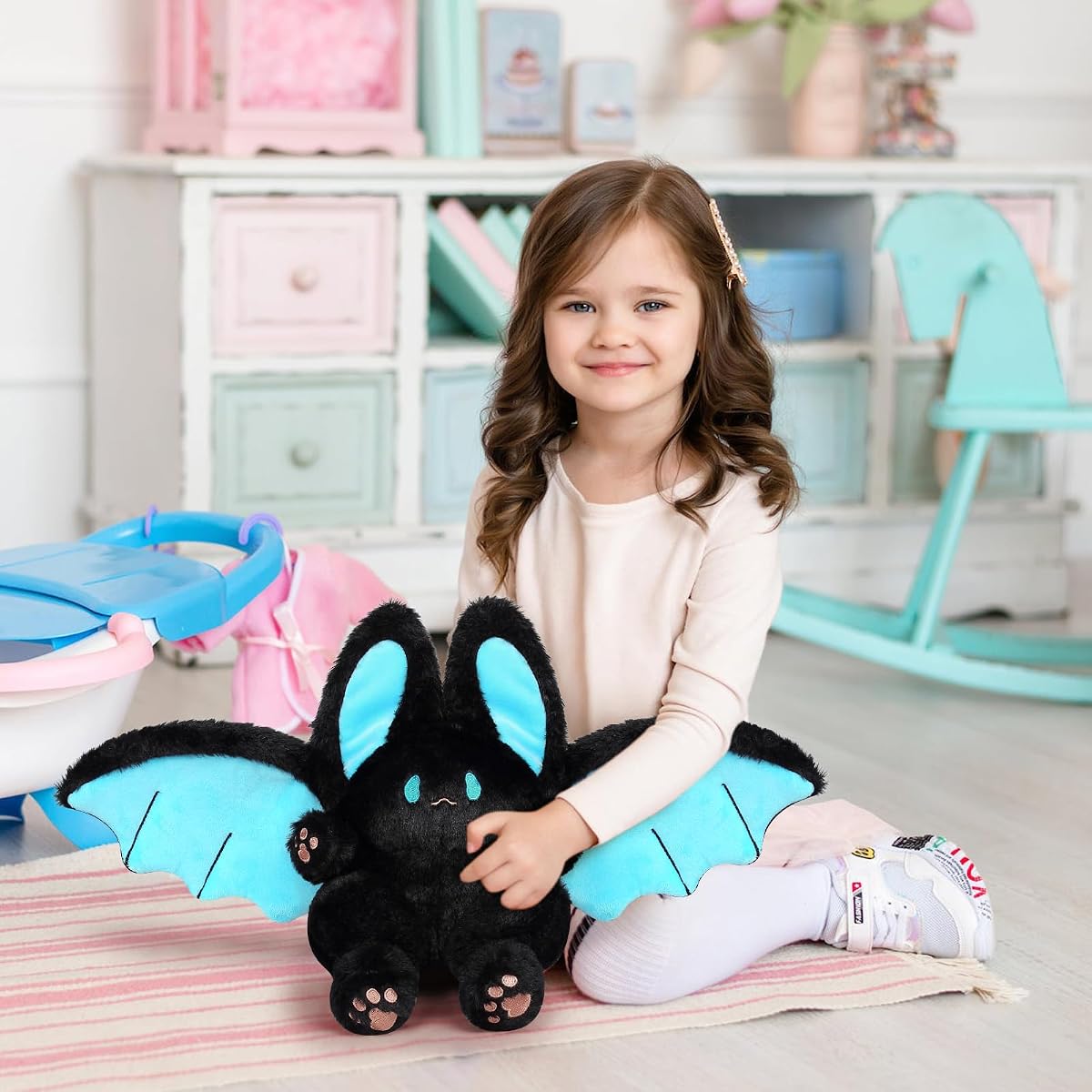 Kawaii Bat Bunny Plush Pillow Bat Rabbit — Black 12" — view 4