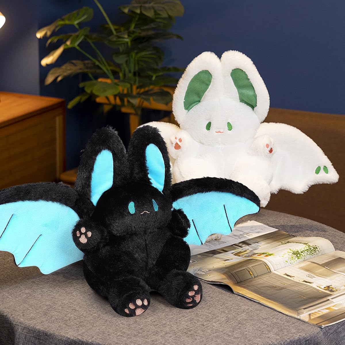 Kawaii Bat Bunny Plush Pillow Bat Rabbit — Black 12" — view 5