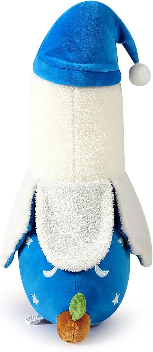 Long Banana Duck Plush Pillow Duck with Nightcap Duck — White And Blue 12" — view 5