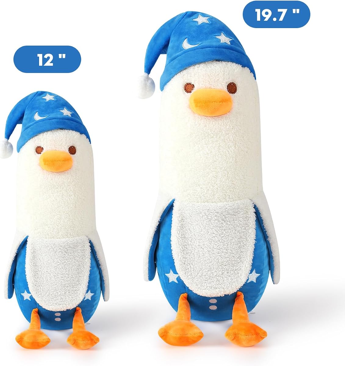 Long Banana Duck Plush Pillow Duck with Nightcap Duck — White And Blue 19.7" — view 3