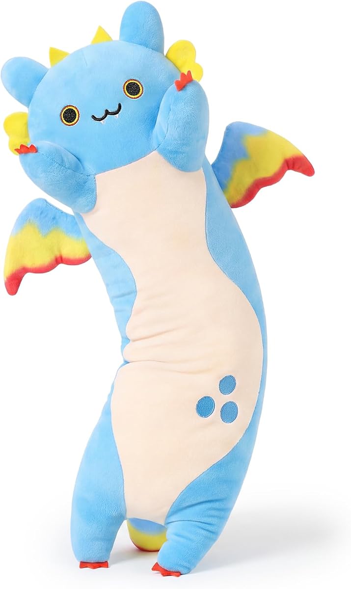Long Dragon Cat Plush Pillow Dragon Cat — Blue 19.6" — view 2