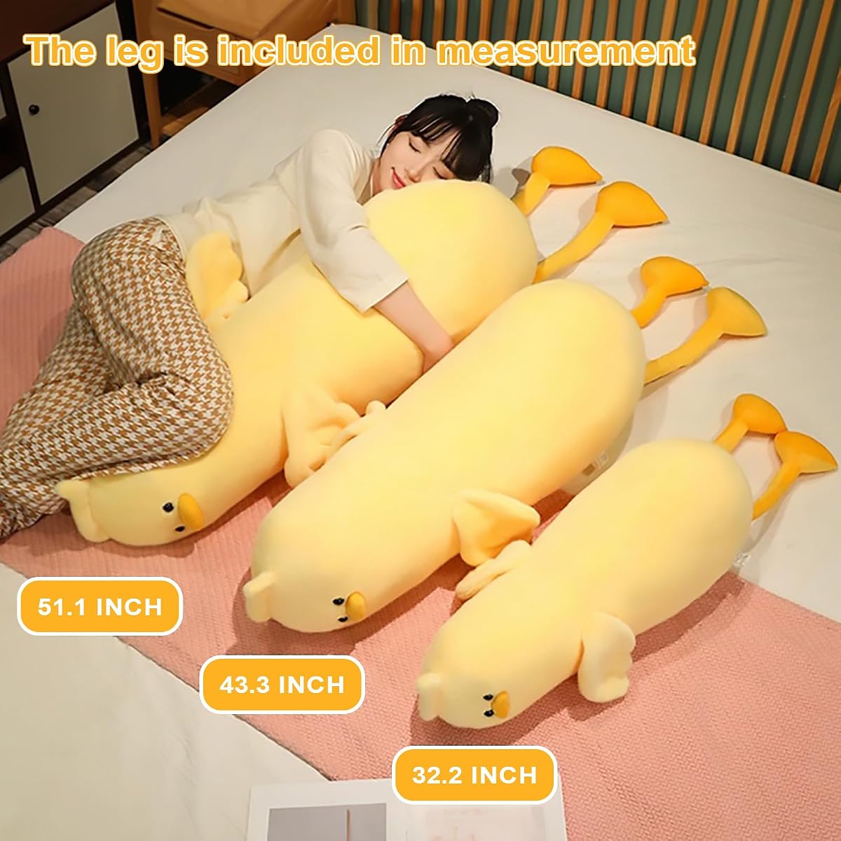 Long Duck Plush Pillow Duck — 43.3" — view 3