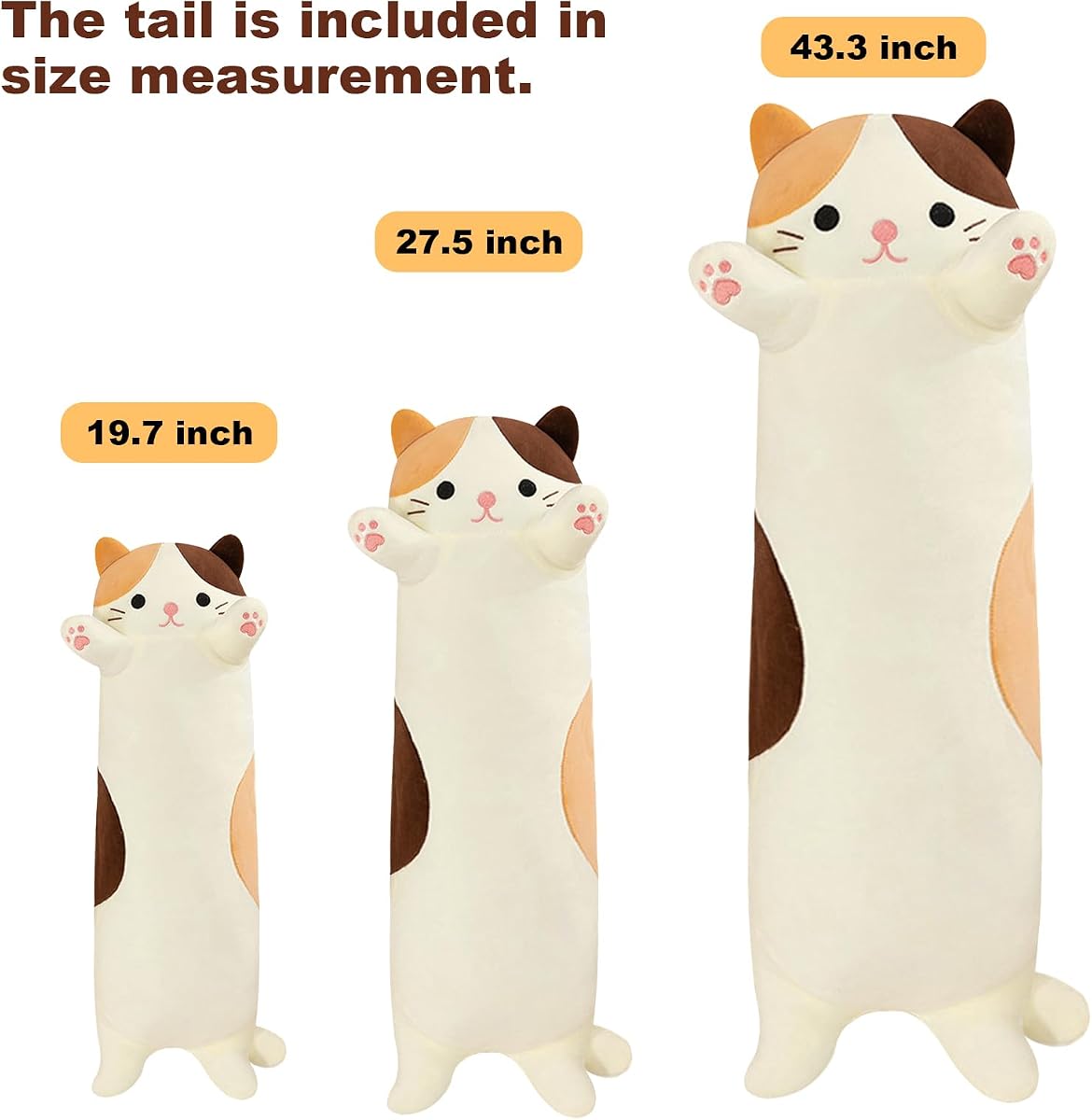 Long Cat Plush Pillow Kitten — 27.5" — view 3