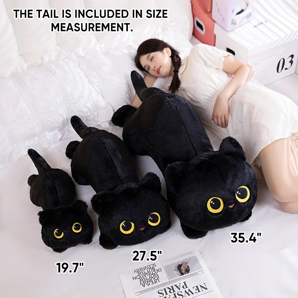 Long Cat Plush Pillow Kitten — 35.4" — view 3