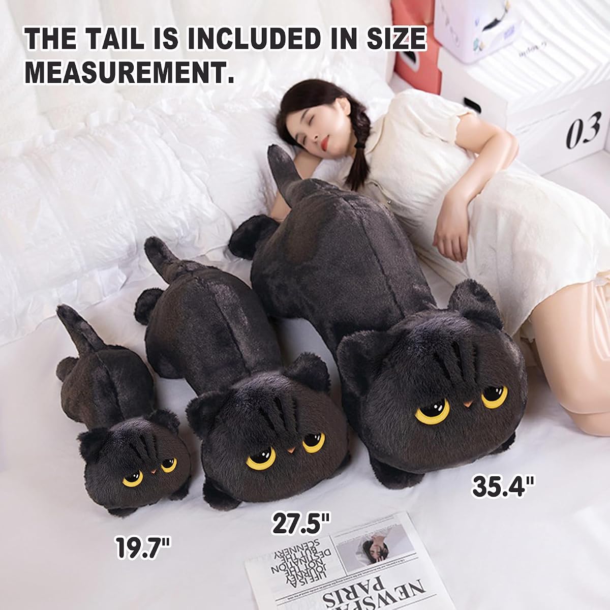Long Cat Plush Pillow Kitten — 27.5" — view 3