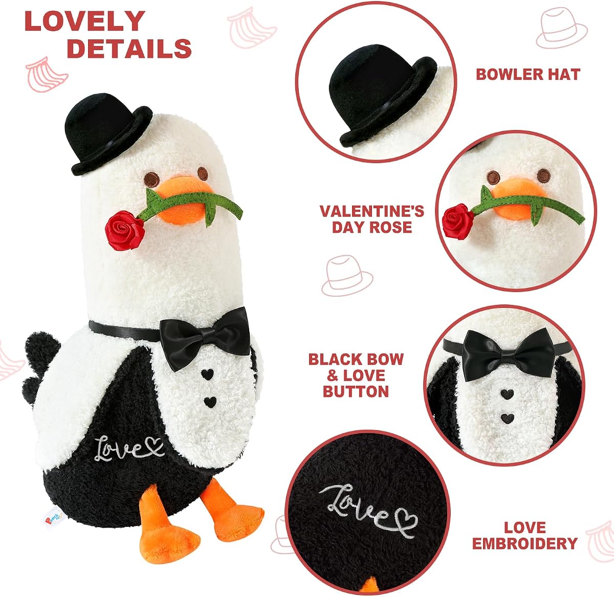 Love Banana Duck Plush Pillow with Rose Romantic Sweet — 19.7" — view 4