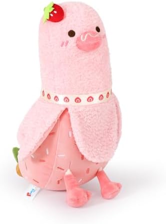 Strawberry Cake Banana Duck Plush Pillow with Cream Candy Body — 19.7"
